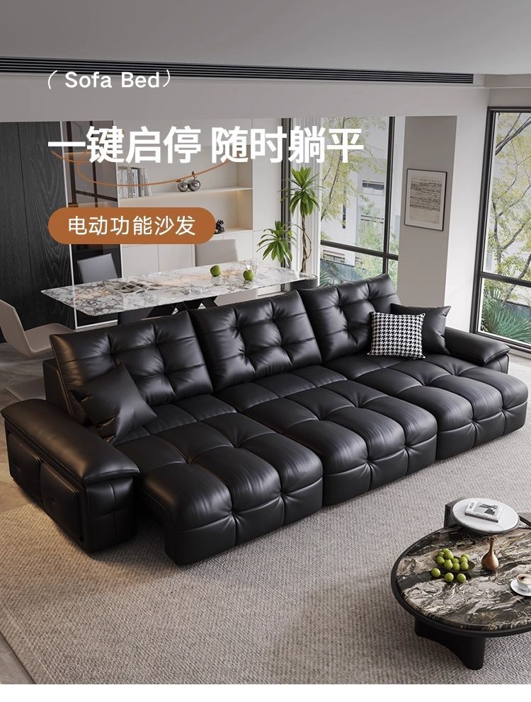 意式極簡電動功能生態皮沙發客廳功能一體兩用勞倫斯雲朵泡芙沙發