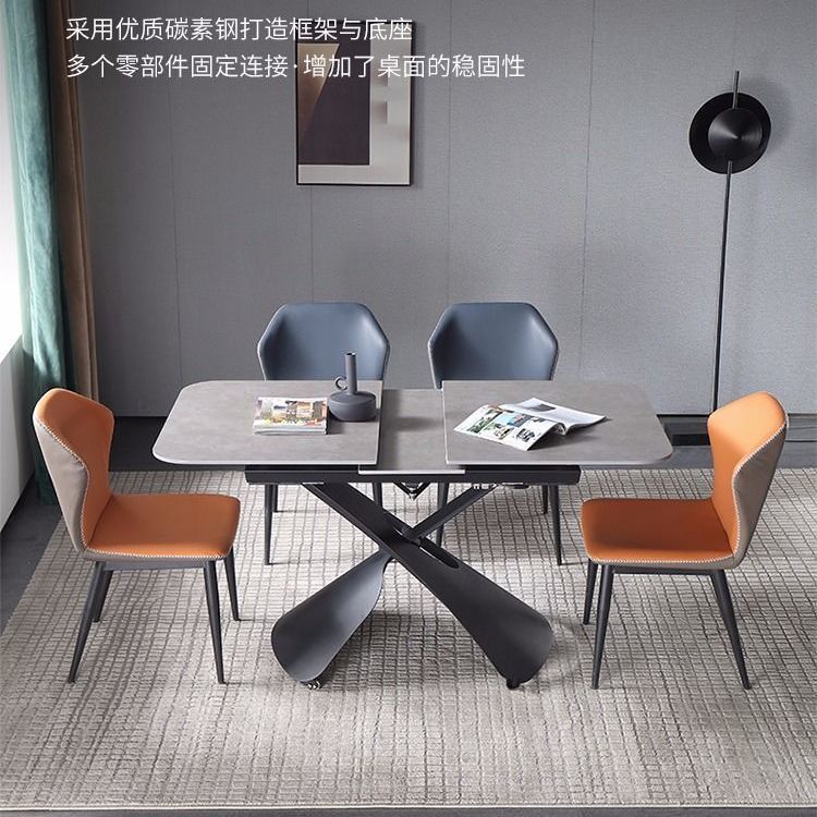 意式岩板茶几长方形可伸缩折叠茶几餐桌两用小户型省空间升降茶桌