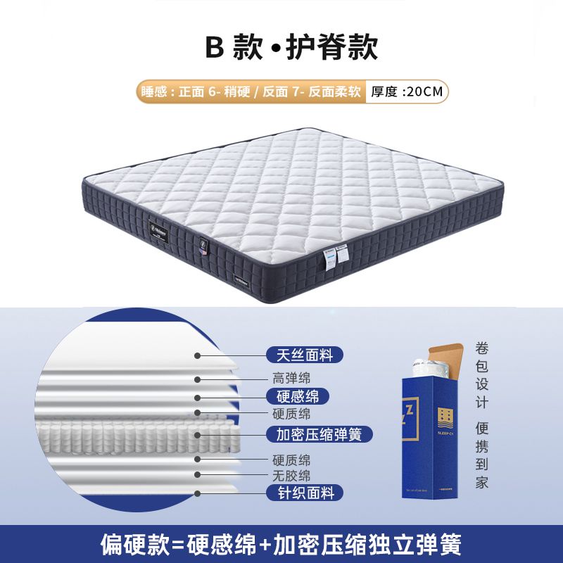壓縮捲包盒子棉牀墊席夢思家用獨立彈簧乳膠加厚酒店牀褥軟墊
