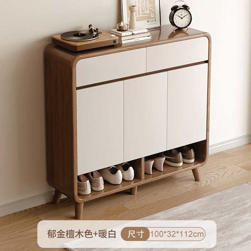 奶油風入戶鞋櫃家用門口進門玄關2025新款收納櫃一體靠牆白色鞋架