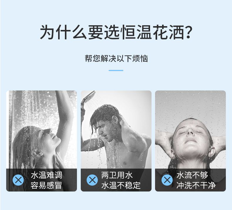 北歐全銅智能恆溫閥衛生間冷熱花灑電熱水器淋浴水龍頭混水閥開關