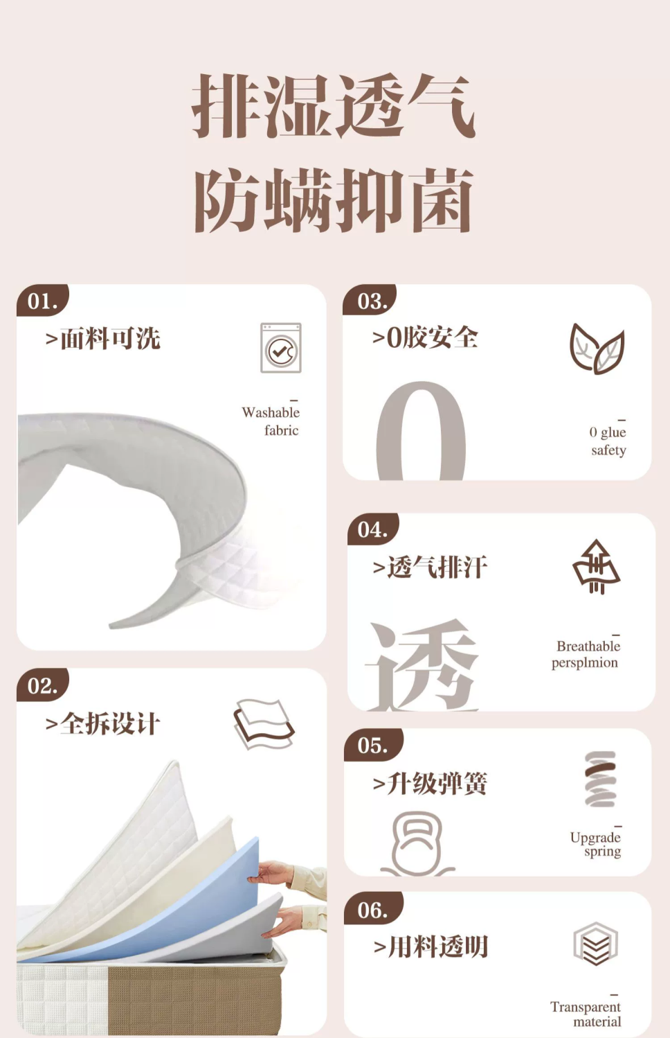 獨立彈簧牀墊超厚家居超軟乳膠椰棕高密度棉壓縮捲包盒子牀墊