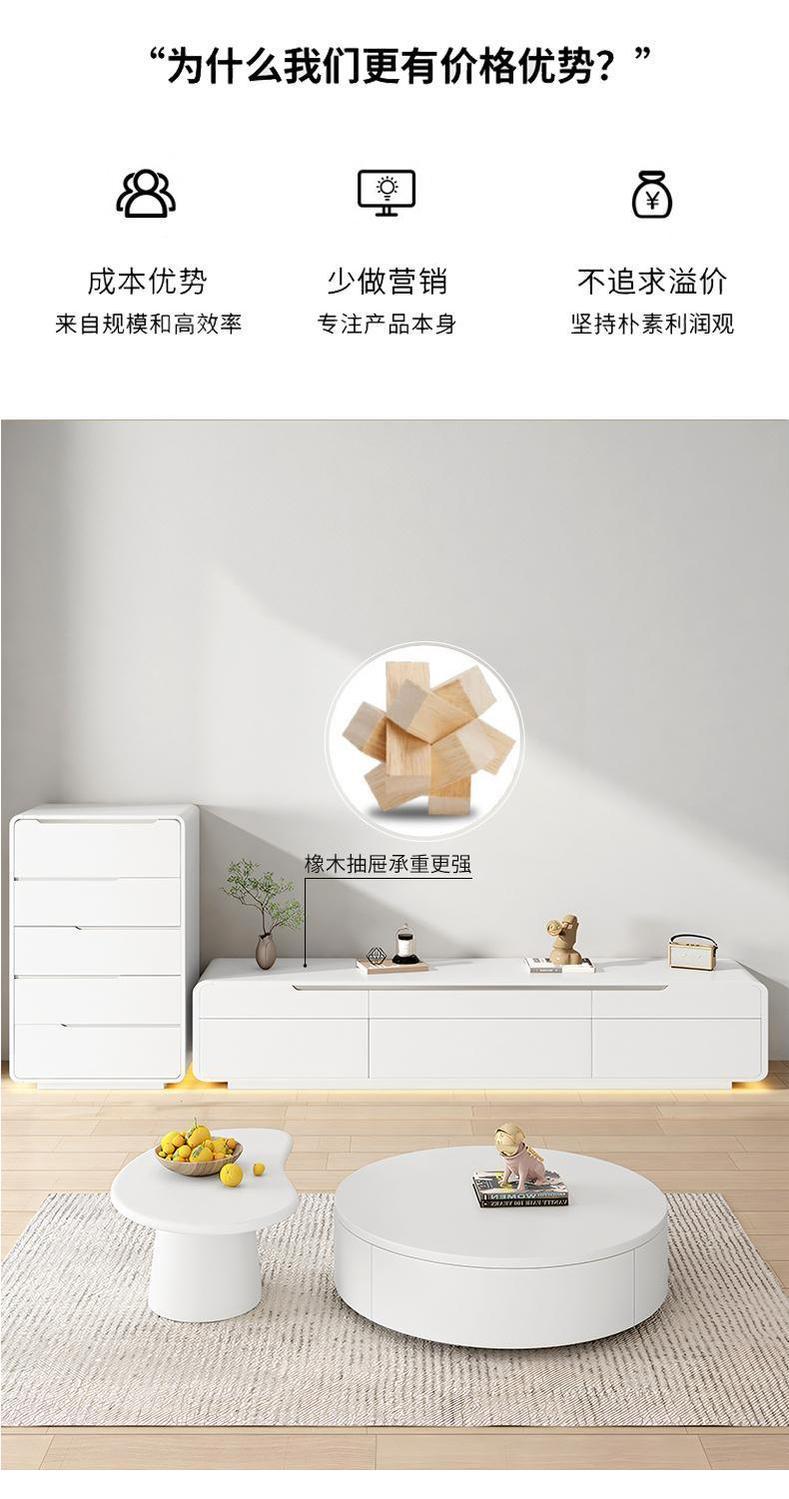 北歐客廳現代簡約輕奢極簡電視櫃網紅白色儲物電視櫃組合ins地櫃