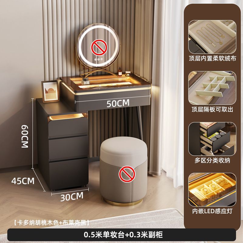 法式中古風梳妝檯小戶型化妝桌子牀頭櫃多功能收納伸縮化妝桌子
