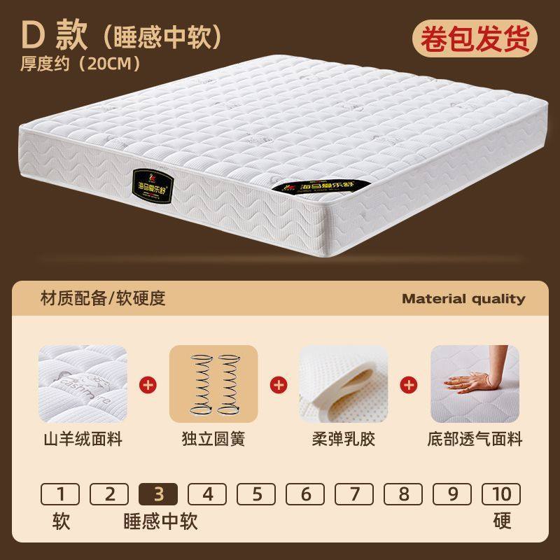 香港澳門包郵捲包壓縮盒子牀墊獨立彈簧牀墊軟墊家用乳膠墊出租屋
