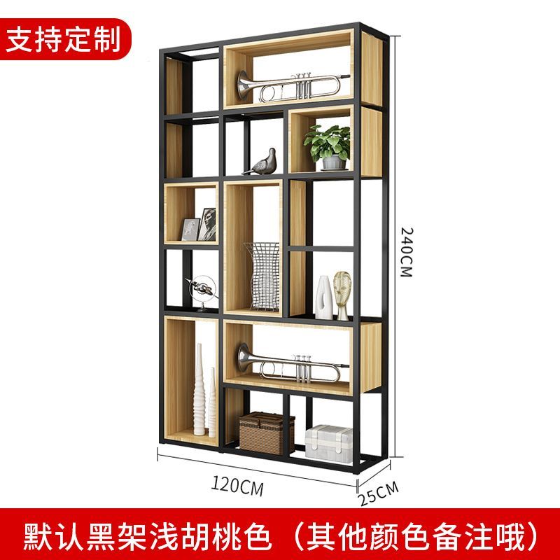美式铁艺置物架落地屏风隔断客厅实木书架办公室多层展示架收纳架