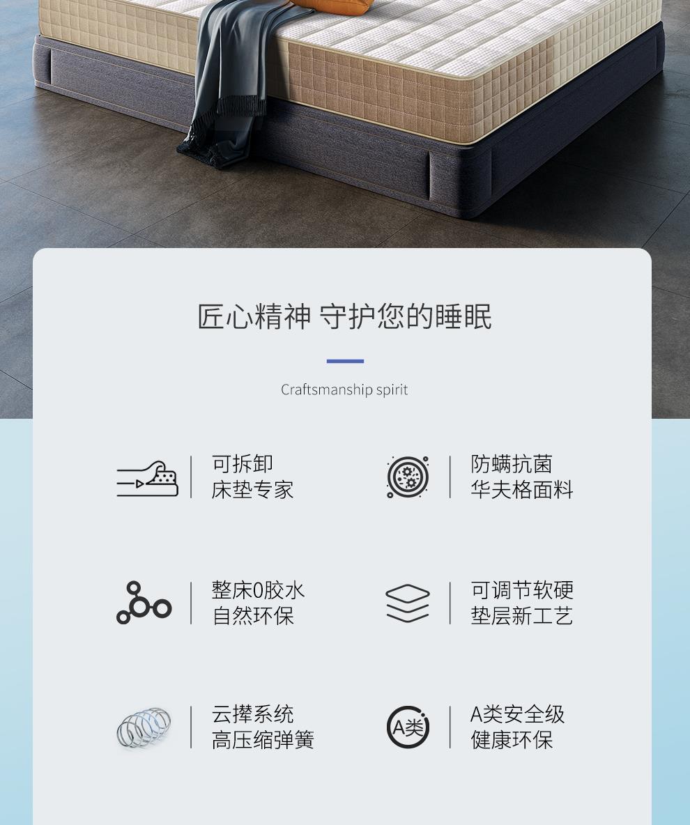 聚棕坊零壓雲攆獨立彈簧可拆洗0膠水席夢思捲包壓縮牀墊家用臥室