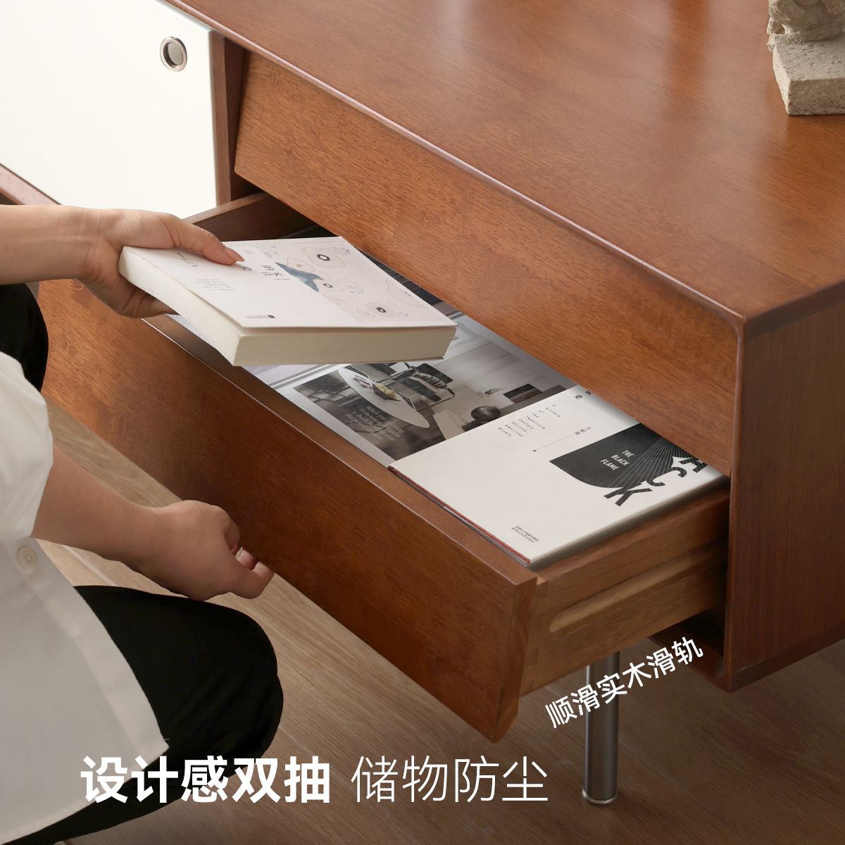 復古實木電視櫃包豪斯儲物地櫃北歐收納櫃家用客廳中古風電視機櫃