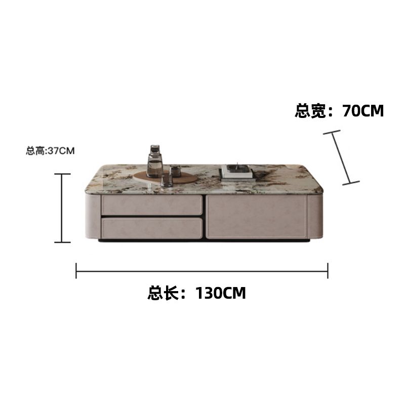 意式轻奢大理石电视柜高端马鞍皮超长落地简约现代客厅储物落地柜