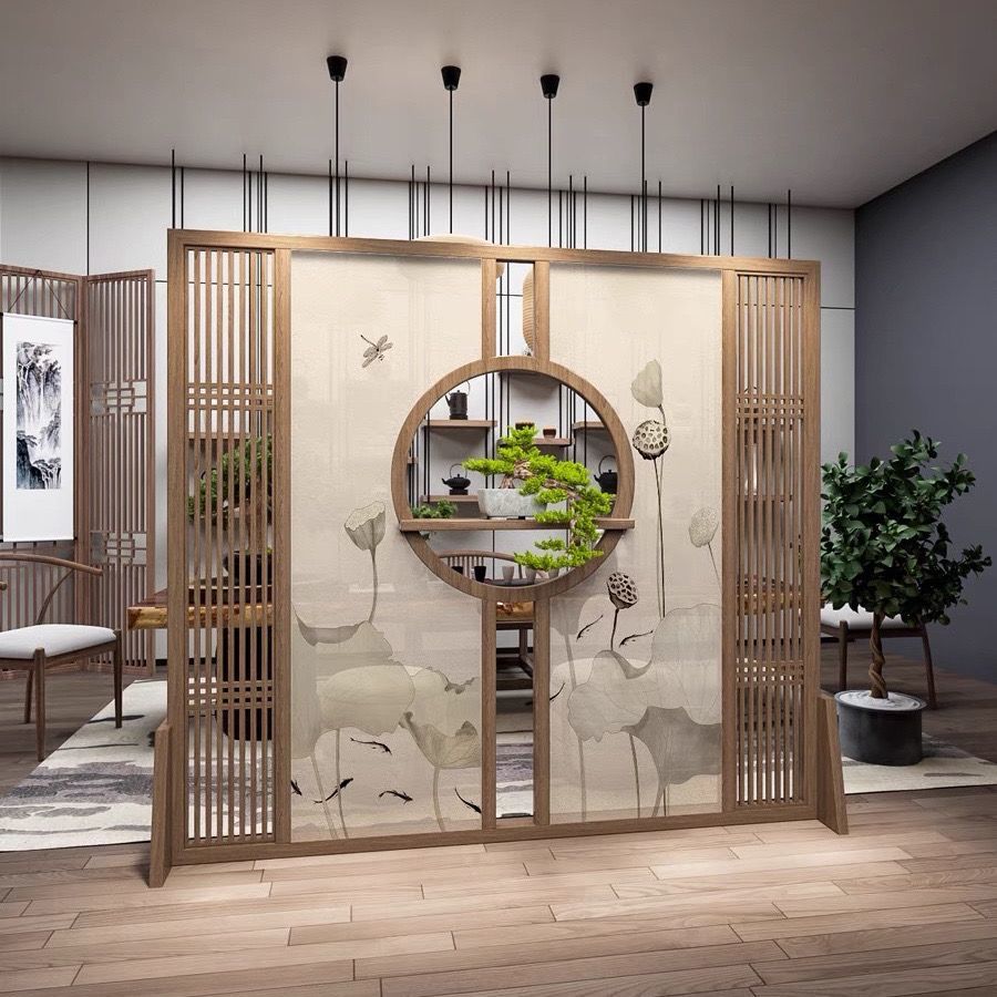 新中式屏風隔斷客廳實木進門玄關辦公室茶室入戶遮擋國風禪意座屏