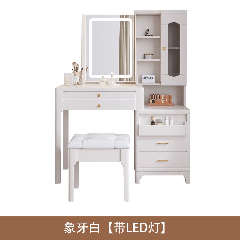 新款梳妝檯收納櫃組合一體臥室現代簡約小戶型實木極簡風化妝臺桌