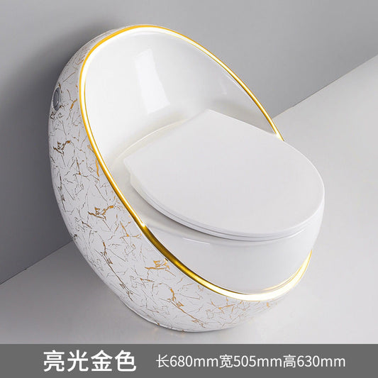 鸡蛋马桶坐便器虹吸式家用个性创意小户型彩色马桶防冻裂金色座便