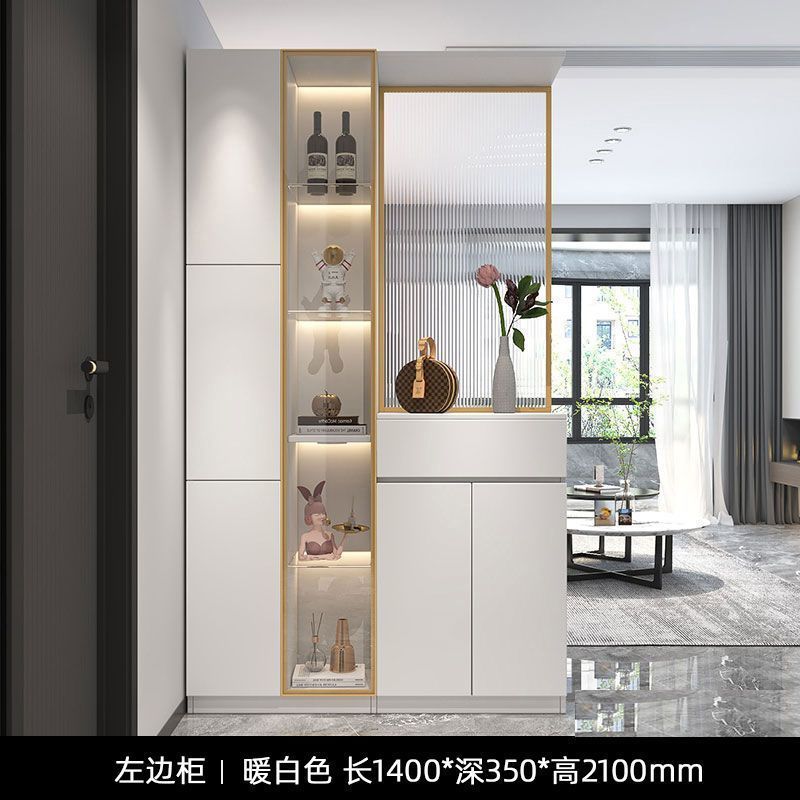 實木入戶玄關櫃鞋櫃簡約一體家用輕奢酒櫃現代屏風靠牆玻璃隔斷櫃