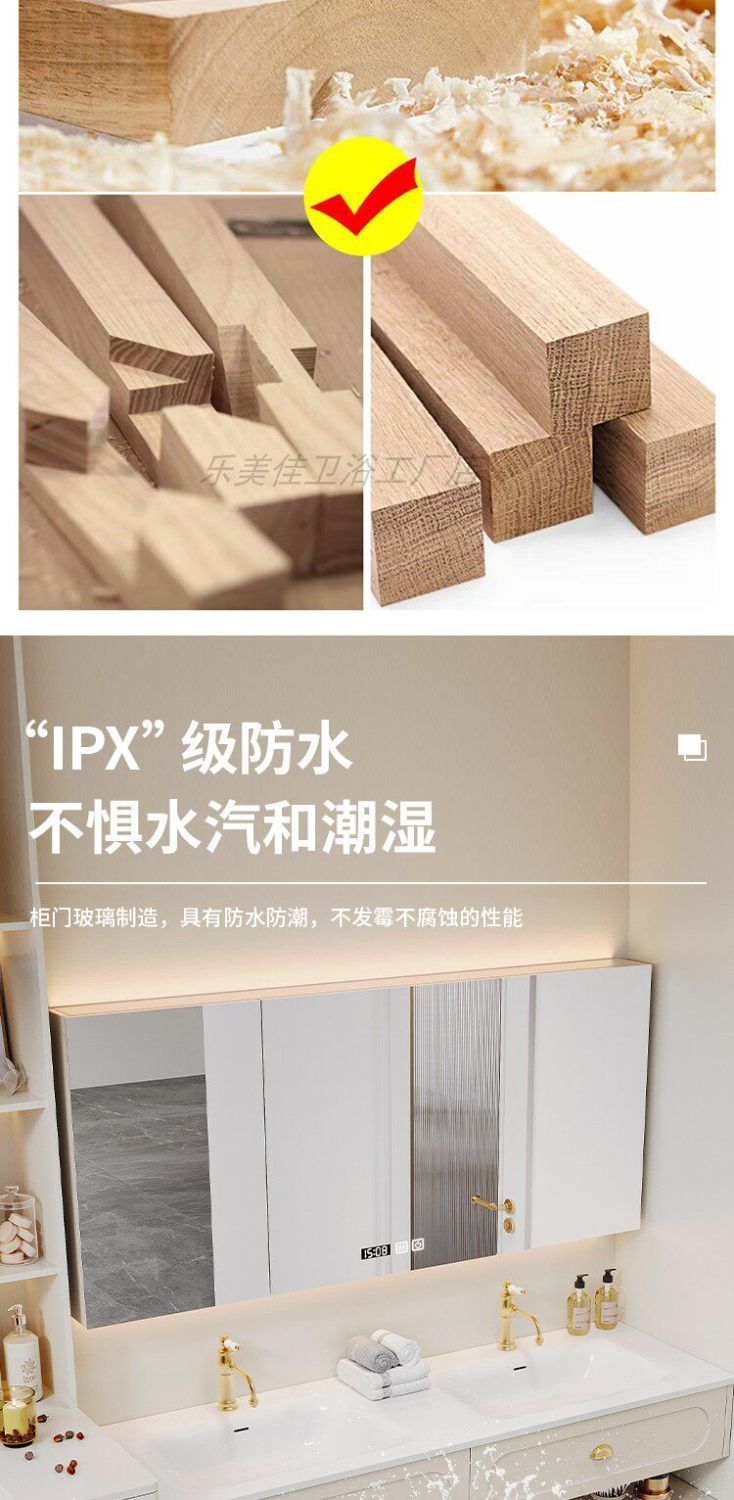 法式奶油色陶瓷一體雙盆浴室櫃組合衛生間雙人洗漱臺洗臉盆洗手池