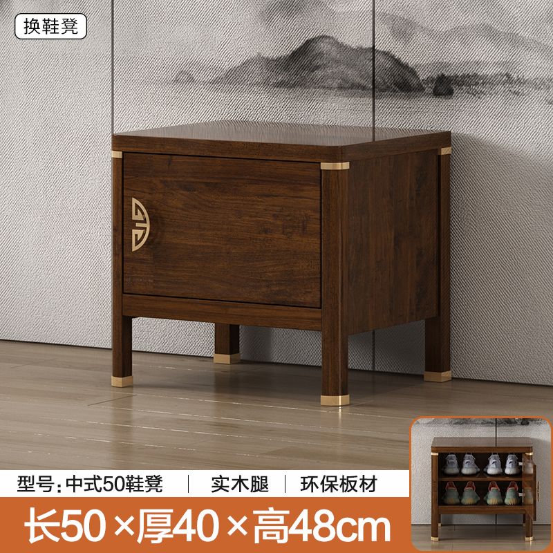 新中式鞋櫃家用門口入戶中式大容量多功能進門口實木色玄關櫃一體