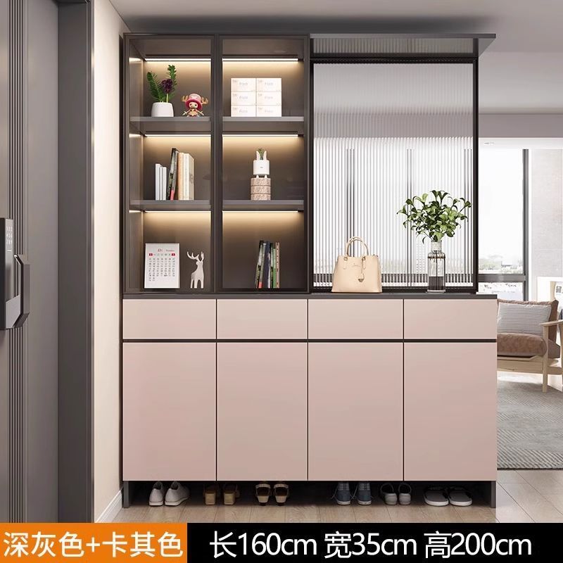 玄關櫃入戶門口鞋櫃靠牆客廳輕奢玻璃酒櫃屏風隔斷櫃家用儲物櫃子
