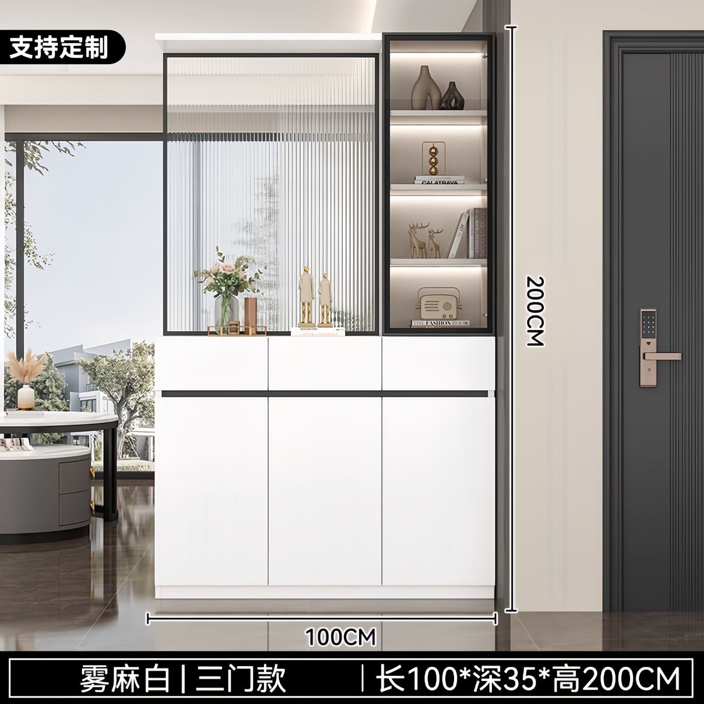 玄關櫃入戶正對門客廳屏風隔斷置物架一體實木鞋櫃現代簡約門廳櫃