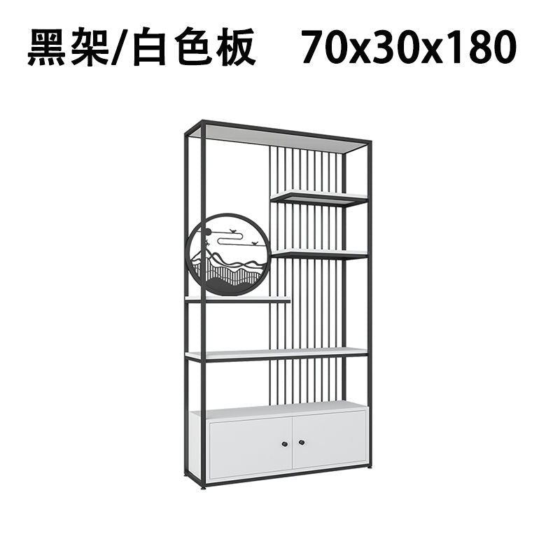 轻奢风客厅置物架落地书本架办公室铁艺博古展示柜玄关架隔断多层