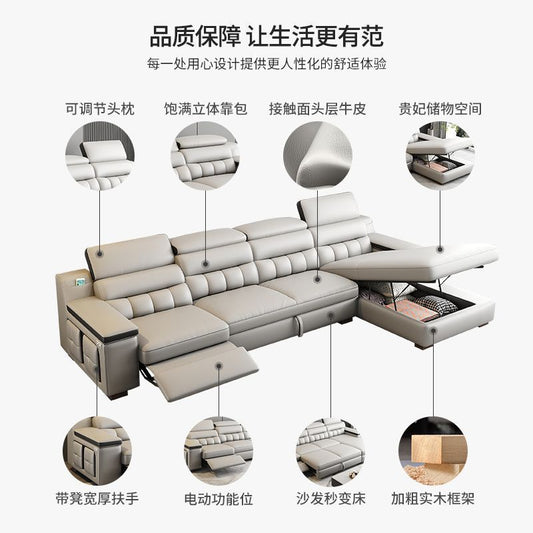 工廠直銷新款真皮電動多功能沙發牀一體兩用客廳現代簡約頭層牛皮