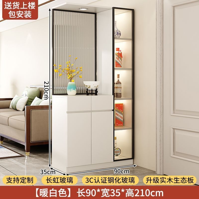 實木入戶玄關櫃鞋櫃一體客廳隔斷屏風櫃正對門儲物門廳櫃中古定製