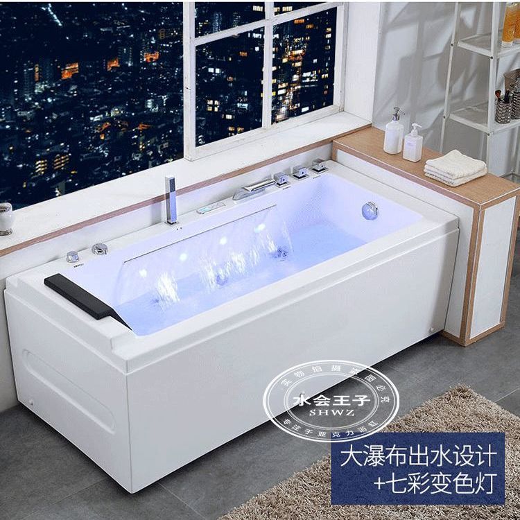 冲浪按摩家用成人小户型独立式亚克力浴缸盆恒温加热1.4米-1.8米