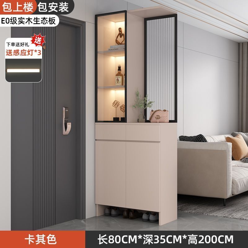 玄關櫃入戶門口鞋櫃靠牆客廳輕奢玻璃酒櫃屏風隔斷櫃家用儲物櫃子