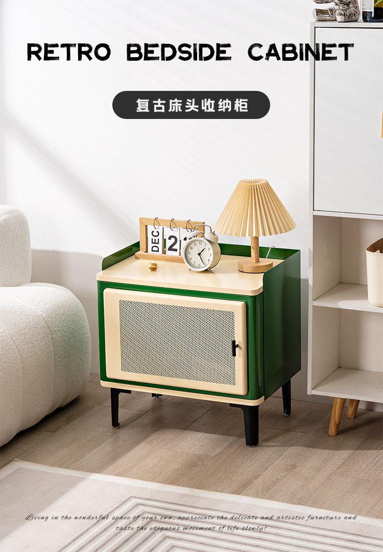 北歐復古牀頭櫃 ins中古網紅家用臥室收納櫃現代小戶型牀邊小櫃子