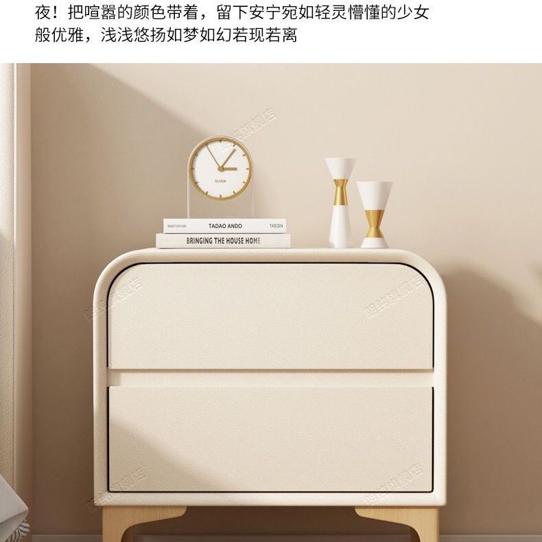 2023年新款兒童男孩女孩牀頭櫃奶油風簡約現代輕奢網紅臥室牀邊櫃