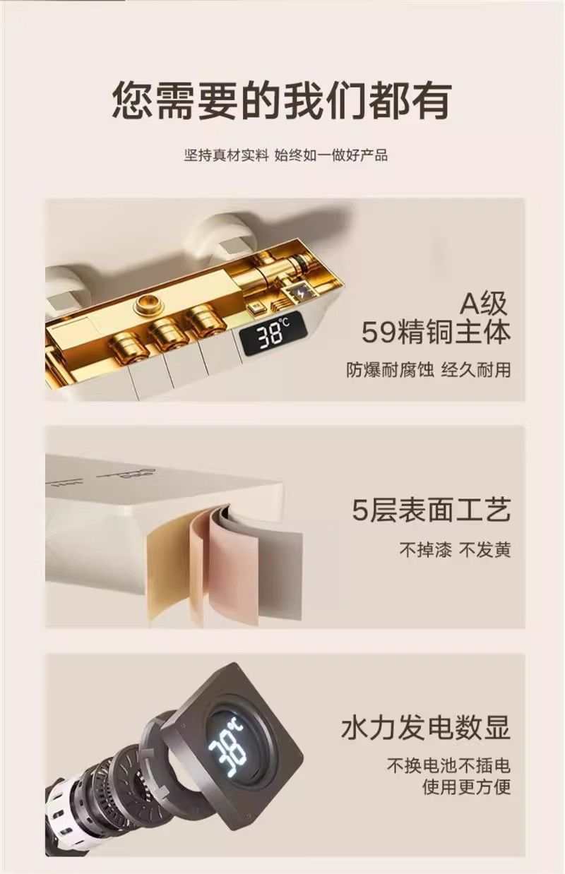 JMONWV正品簡易淋浴花灑套裝家用分體式浴室全銅恆溫增壓噴頭全套