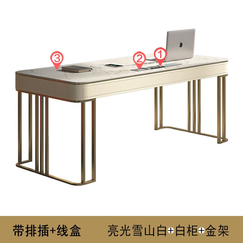 意式輕奢高端巖板書桌書椅家用現代簡約型北歐電腦桌辦公寫字檯