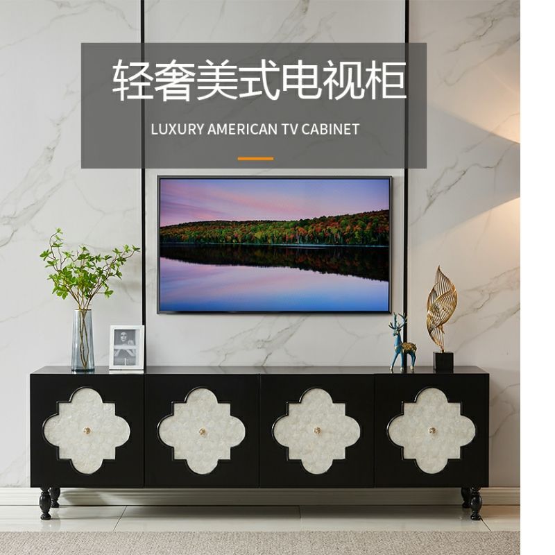 美式復古電視櫃輕奢客廳玄關櫃實木邊櫃現代裝飾櫃