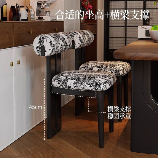 复古实木餐椅家用餐桌椅设计师化妆椅子网红中古风轻奢靠背河马椅