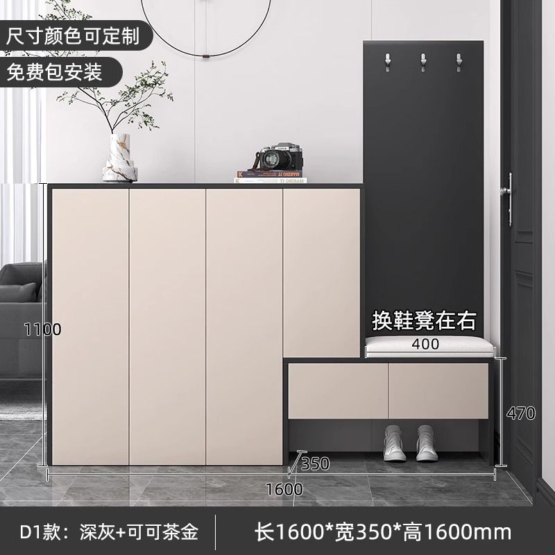 鞋櫃輕奢進門玄關櫃帶換鞋凳家用門口客廳現代簡約定製儲物收納櫃