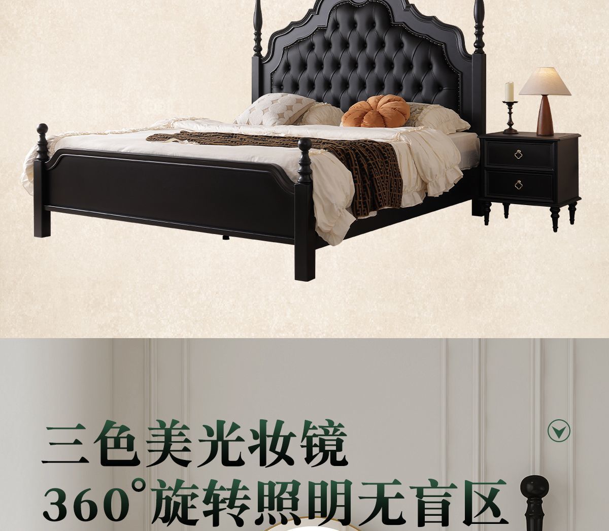法式實木梳妝檯鬥櫃一體臥室簡約小戶型復古收納伸縮化妝桌高級感