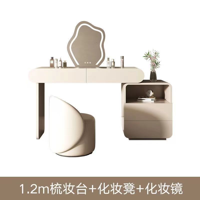 梳妝檯現代簡約輕奢高級家用化妝桌網紅巖板梳妝桌收納櫃一體臥室