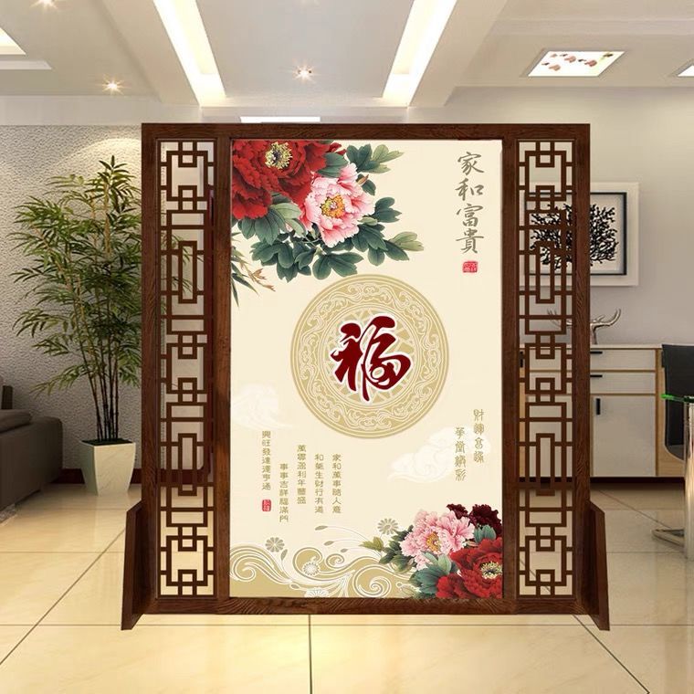 屏風隔斷裝飾客廳現代簡約小戶型玄關新中式實木隔斷牆屏風座屏