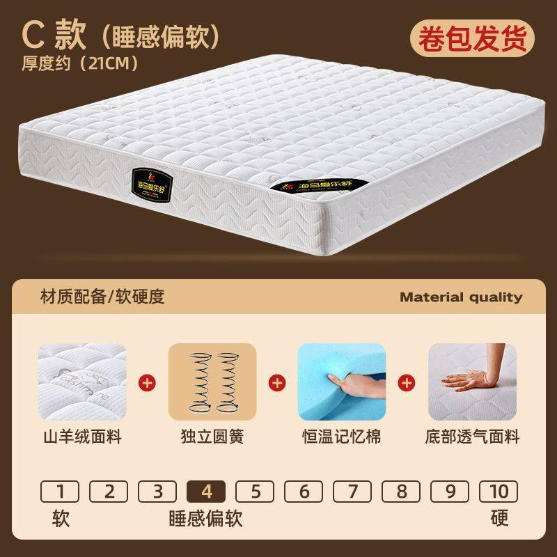 香港澳門包郵捲包壓縮盒子牀墊獨立彈簧牀墊軟墊家用乳膠墊出租屋