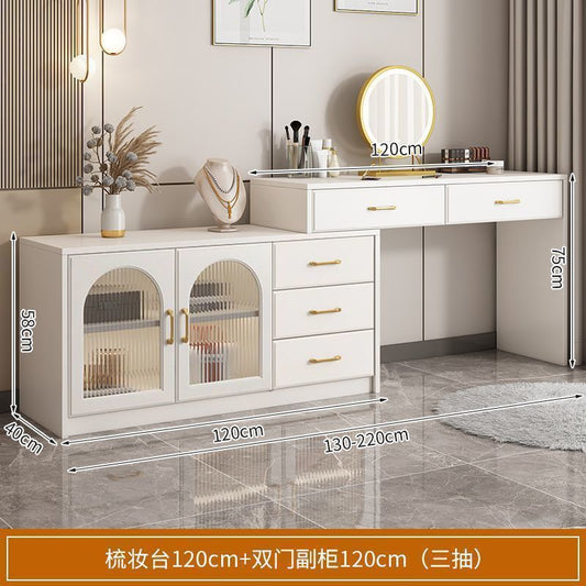 梳妆台斗柜一体梳妆柜卧室现代简约小户型轻奢床尾柜可伸缩化妆桌