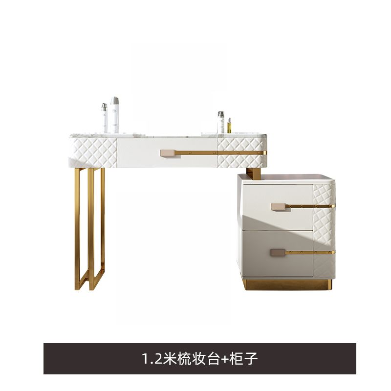 現代簡約梳妝檯輕奢網紅風ins實木室高級感北歐公主風收納一體櫃
