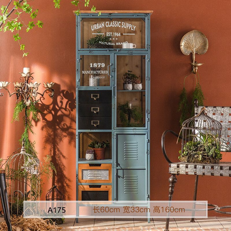 美式創意牀頭櫃工業風鐵藝做舊臥室家用電視旁沙發客廳邊櫃置物櫃