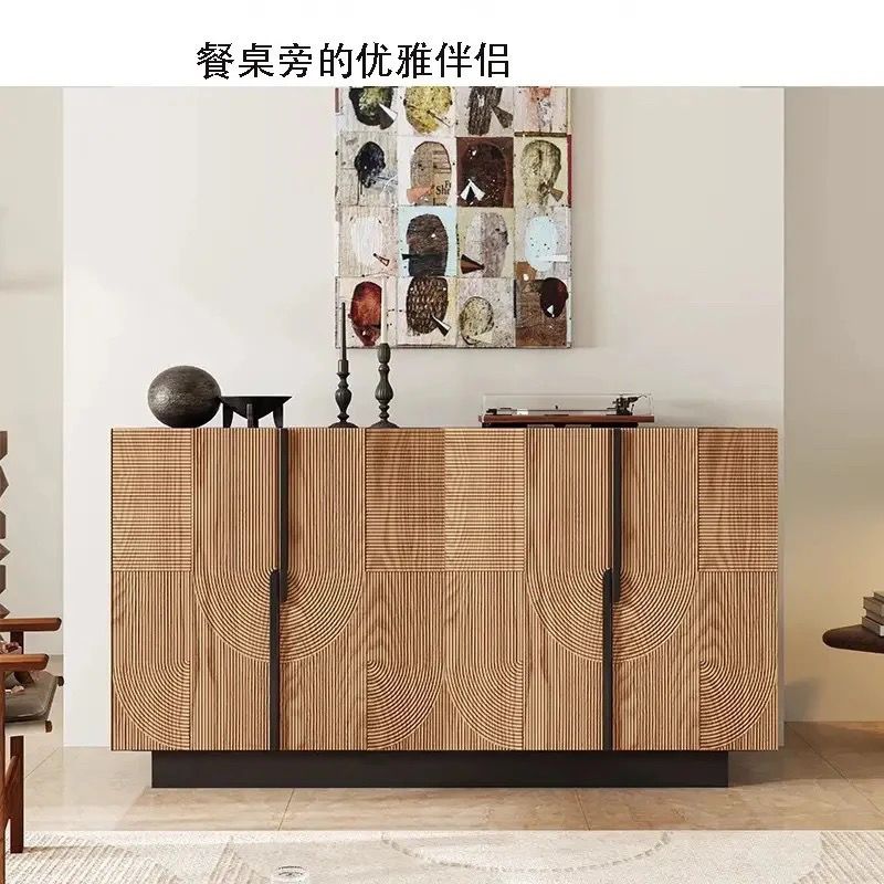 北歐實木中古風餐邊櫃入戶鞋櫃玄關櫃設計師茶水櫃客廳收納儲物櫃