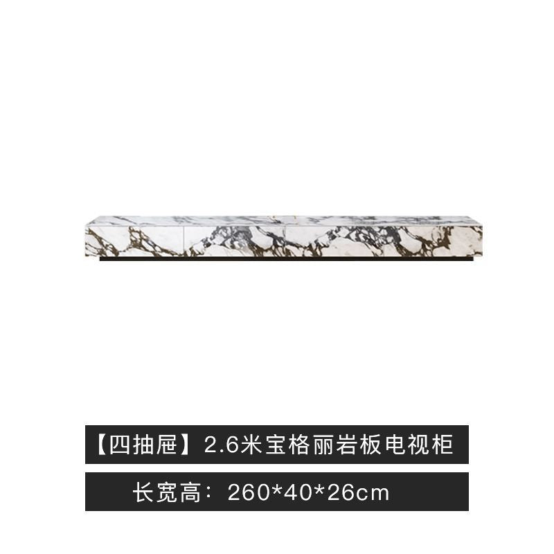 法式寶格麗巖板電視櫃大理石紋巖板現代輕奢長款奶油茶几地櫃組合