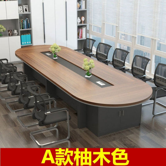 办公家具大型会议桌长桌简约现代办公桌椭圆形会议室桌椅组合圆角