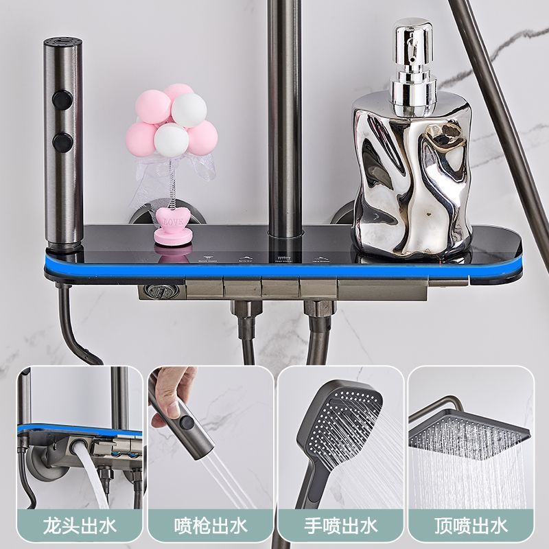 數顯恆溫淋浴奶油花灑套裝全銅鋼琴浴室家用增壓噴頭