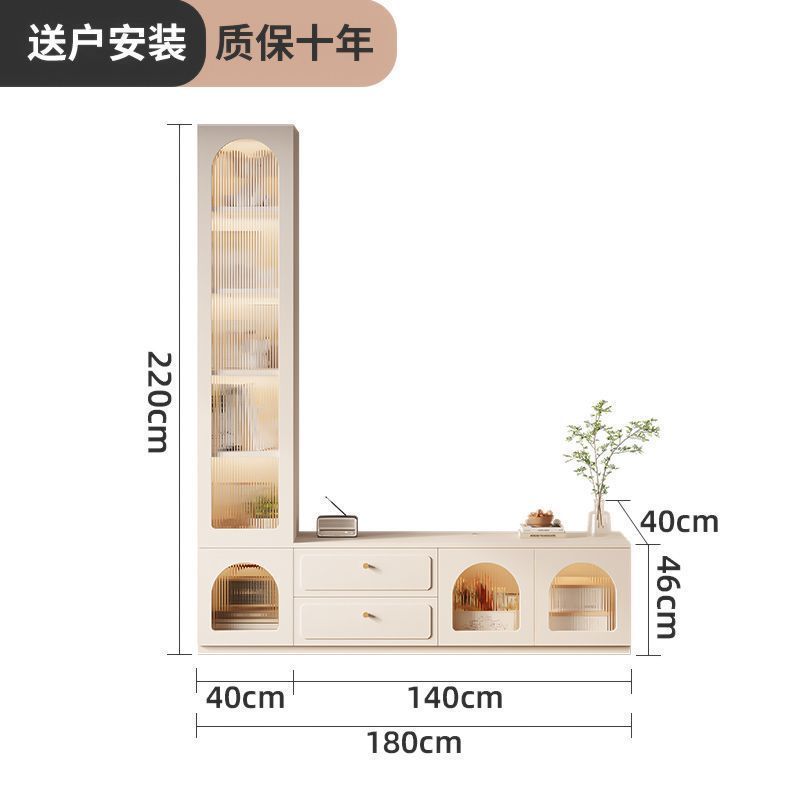 伊阳实木电视柜简约客厅家用收纳储物柜一体组合落地电视背景墙柜
