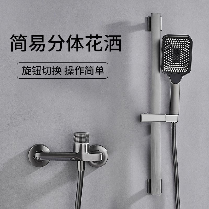 蜂衛浴全銅混水閥簡易增壓花灑套裝浴缸三聯冷熱水龍頭衛生間浴室