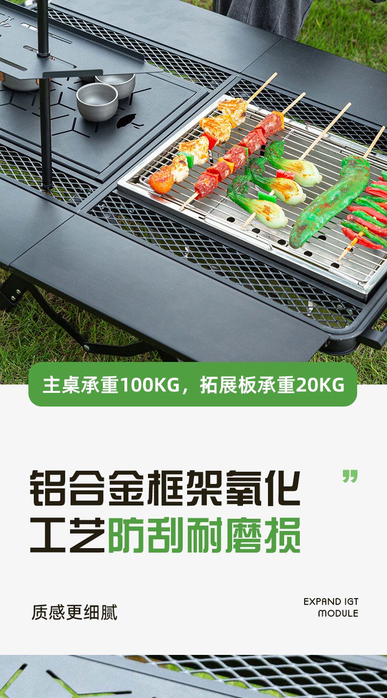 HQZ戶外露營鋁合金網桌摺疊升降提包桌野餐便攜式野餐桌可摺疊