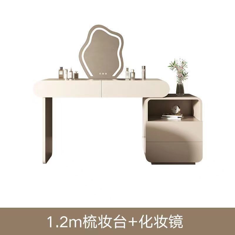 梳妝檯現代簡約輕奢高級家用化妝桌網紅巖板梳妝桌收納櫃一體臥室