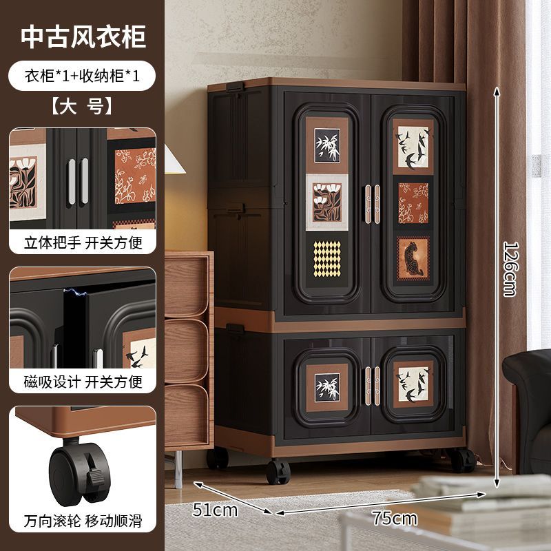 新款中古风对开储物柜复古风耐用柜层高可调节橱柜厨房杂物收纳柜