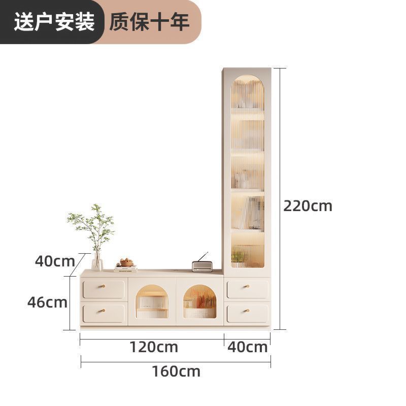 伊阳实木电视柜简约客厅家用收纳储物柜一体组合落地电视背景墙柜